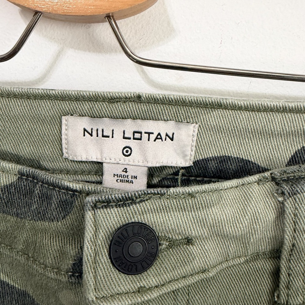 Nili Lotan Target Camo Jeans 4 Green Tapered Ankle Mid Rise 29x26 Casual Army - Picture 5 of 7